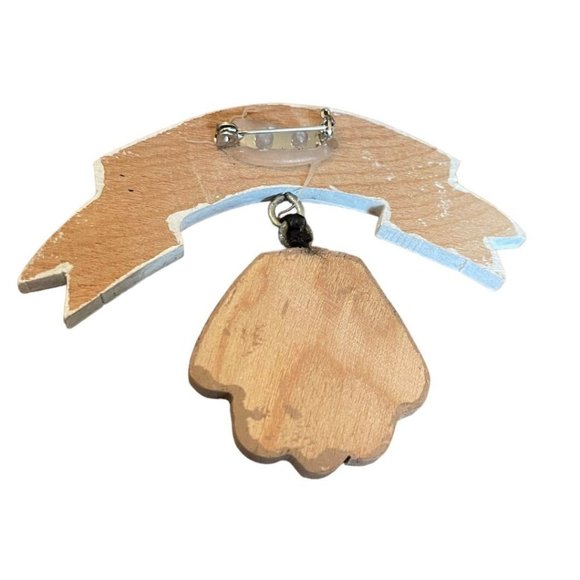 I Love Baseball Hand Painted Pin Glove and Ball Pendant Wooden - Picture 6 of 7